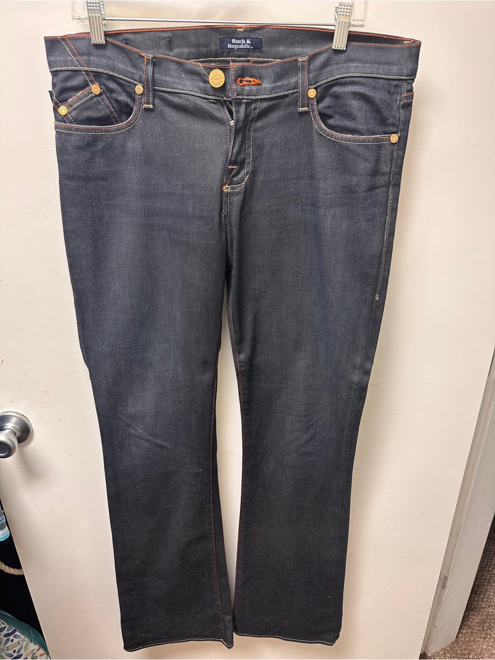 Rock & Republic Women's Dark Indigo Boot-Cut Jeans with Contrast Stitching